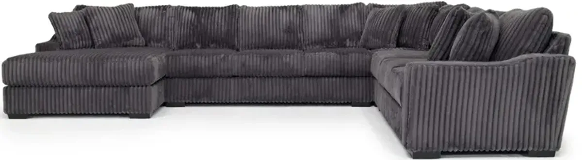 Casper 4 Piece XL Sofa Chaise Sectional in Pony Slate, Left Facing