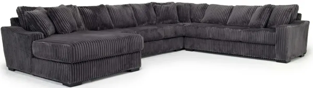 Casper 4 Piece XL Sofa Chaise Sectional in Pony Slate, Left Facing