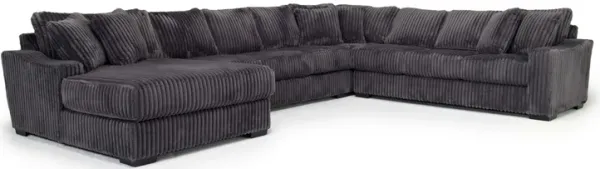 Casper 4 Piece XL Sofa Chaise Sectional in Pony Slate, Left Facing