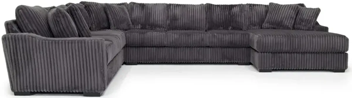 Casper 4 Piece XL Sofa Chaise Sectional in Pony Slate, Right Facing