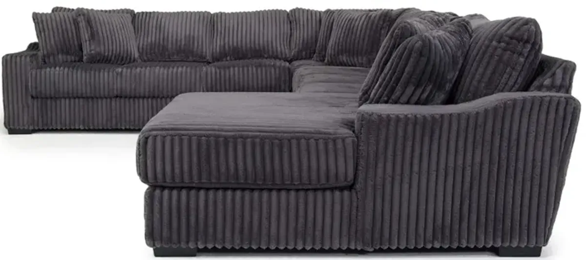 Casper 4 Piece XL Sofa Chaise Sectional in Pony Slate, Right Facing