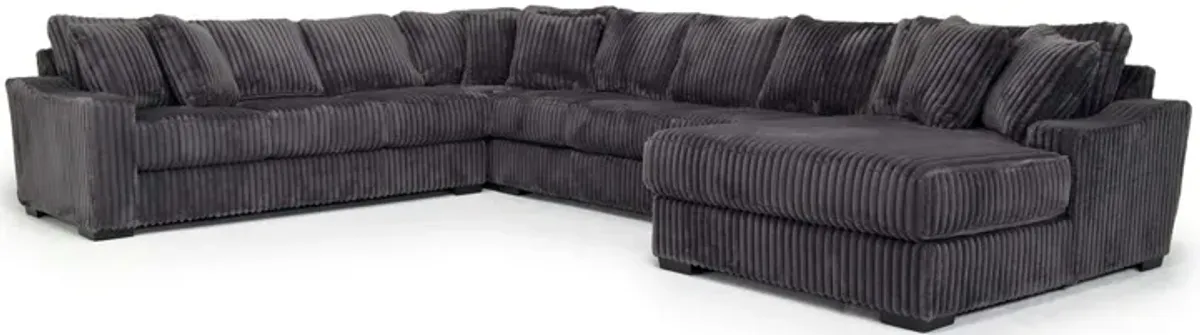 Casper 4 Piece XL Sofa Chaise Sectional in Pony Slate, Right Facing