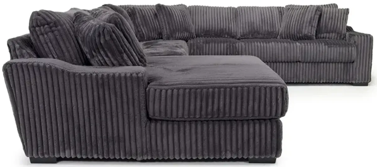 Casper 4 Piece XL Loveseat Chaise Sectional in Pony Slate, Left Facing