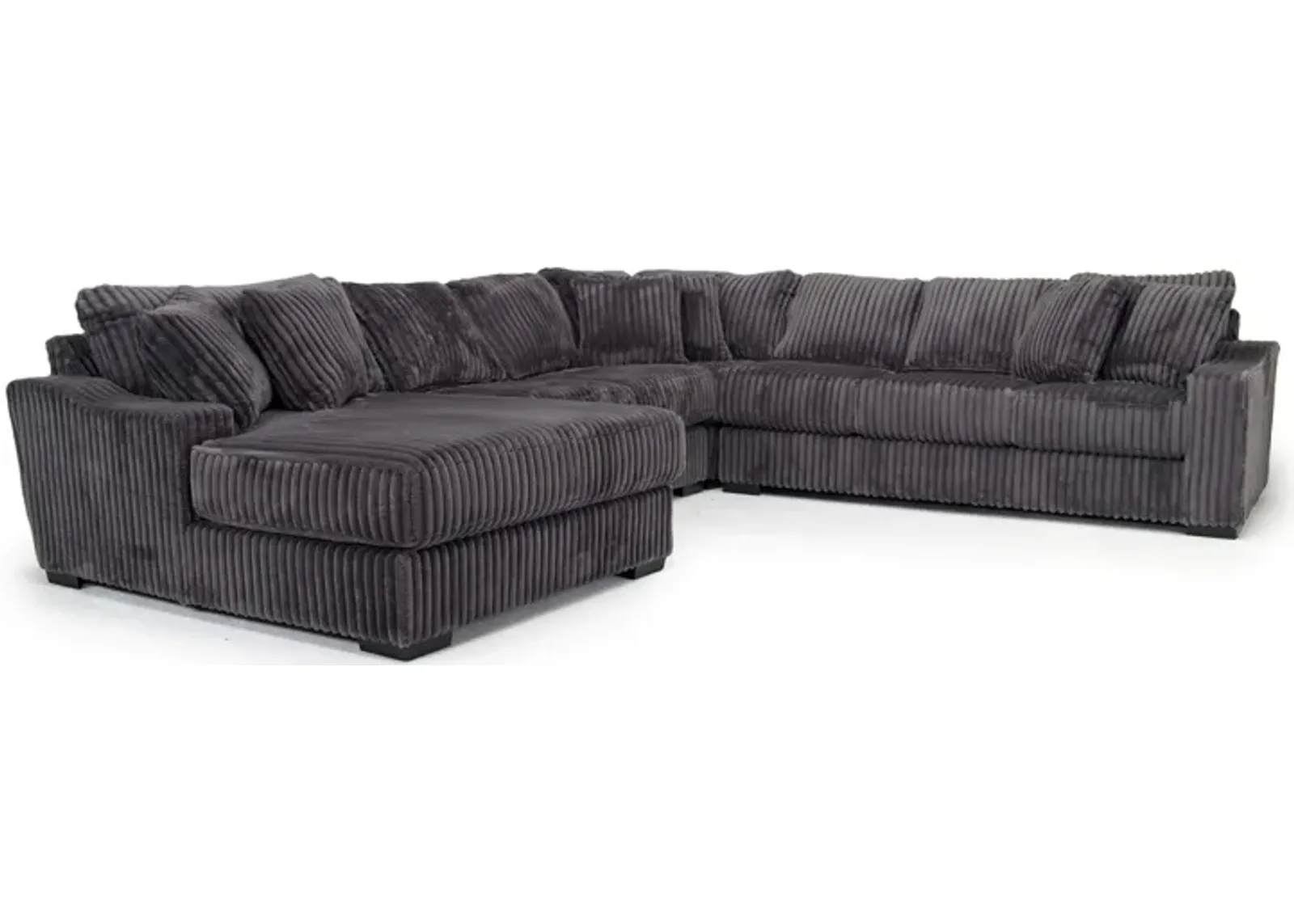 Casper 4 Piece XL Loveseat Chaise Sectional in Pony Slate, Left Facing