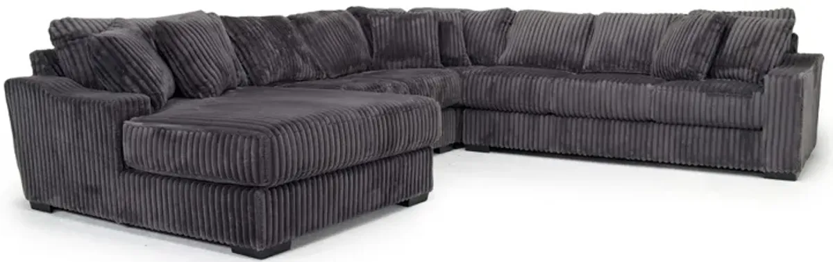 Casper 4 Piece XL Loveseat Chaise Sectional in Pony Slate, Left Facing