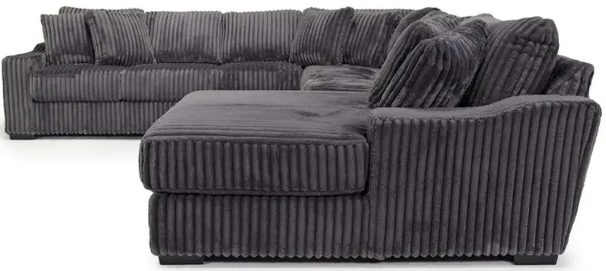 Casper 4 Piece XL Loveseat Chaise Sectional in Pony Slate, Right Facing