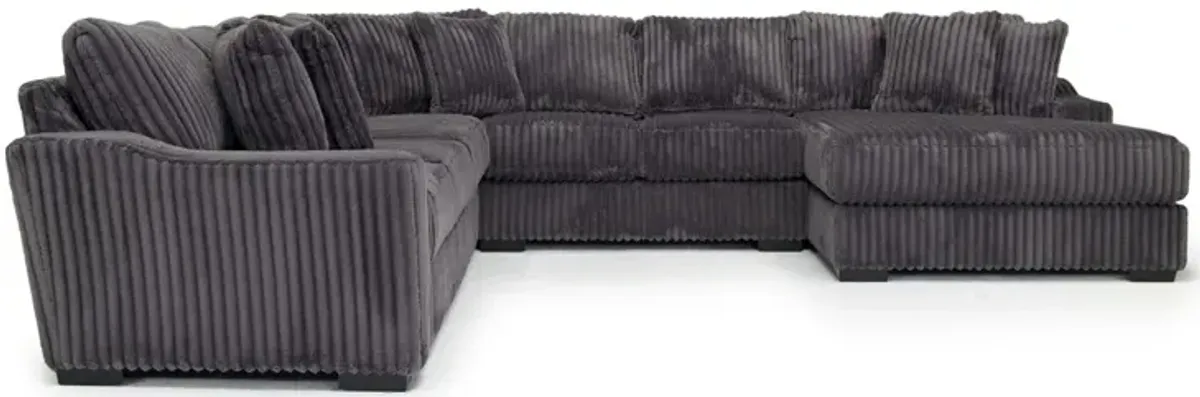 Casper 4 Piece XL Loveseat Chaise Sectional in Pony Slate, Right Facing