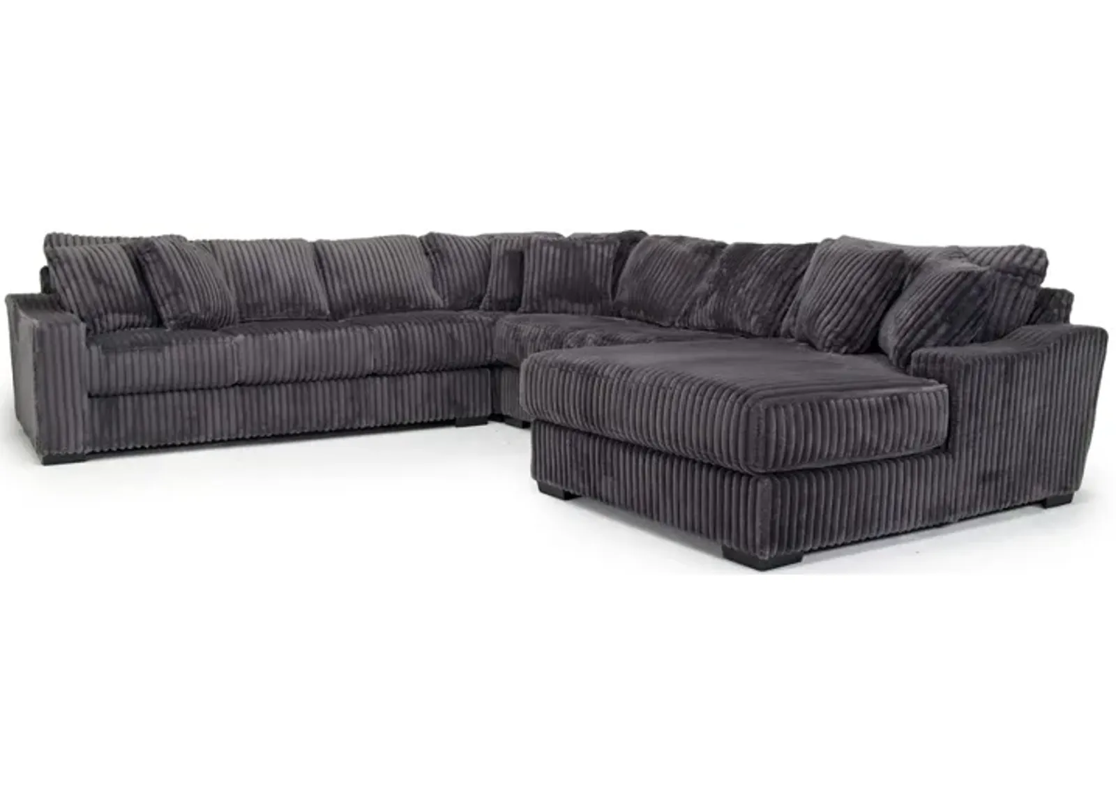 Casper 4 Piece XL Loveseat Chaise Sectional in Pony Slate, Right Facing