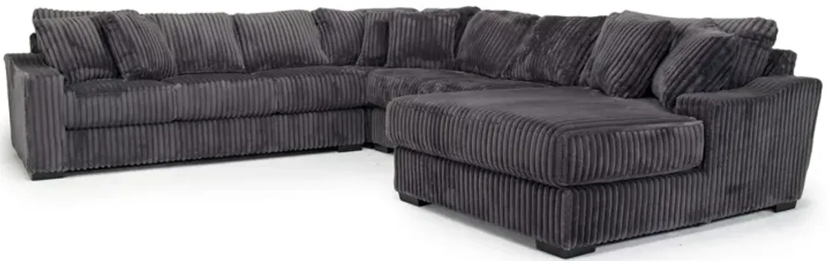 Casper 4 Piece XL Loveseat Chaise Sectional in Pony Slate, Right Facing