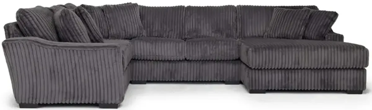 Casper 4 Piece Loveseat Chaise Sectional in Pony Slate, Right Facing