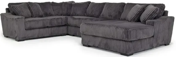 Casper 4 Piece Loveseat Chaise Sectional in Pony Slate, Right Facing