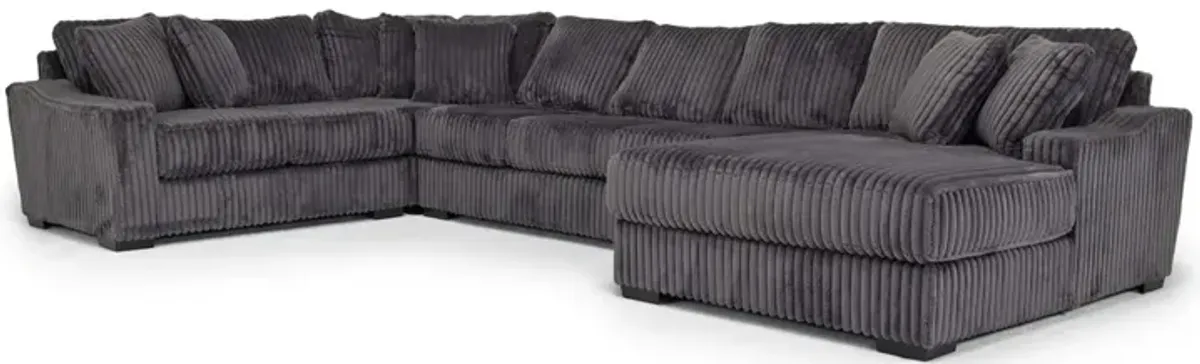 Casper 4 Piece Sofa Chaise Sectional in Pony Slate, Right Facing