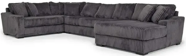 Casper 4 Piece Sofa Chaise Sectional in Pony Slate, Right Facing