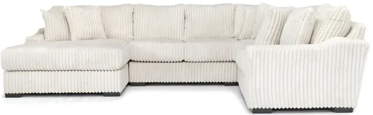 Casper 4 Piece Loveseat Chaise Sectional in Pony Cream, Left Facing