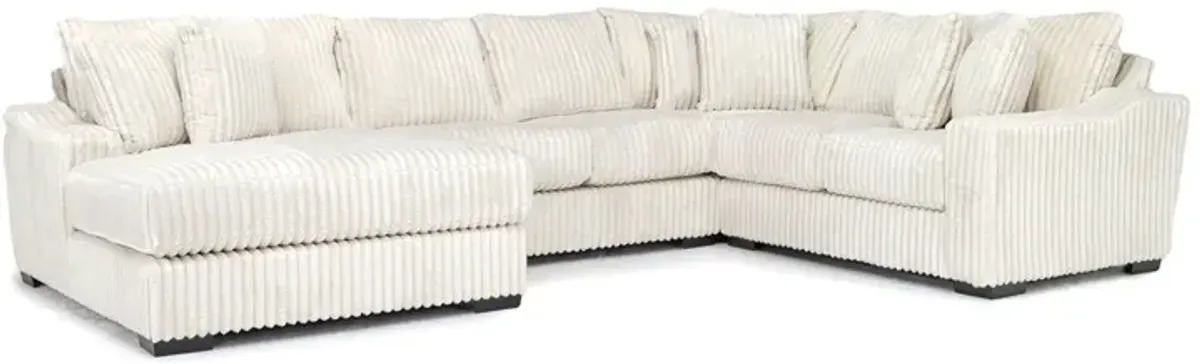 Casper 4 Piece Loveseat Chaise Sectional in Pony Cream, Left Facing