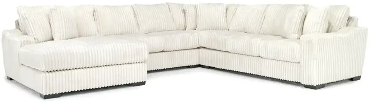 Casper 4 Piece XL Tux Loveseat Chaise Sectional in Pony Cream, Left Facing
