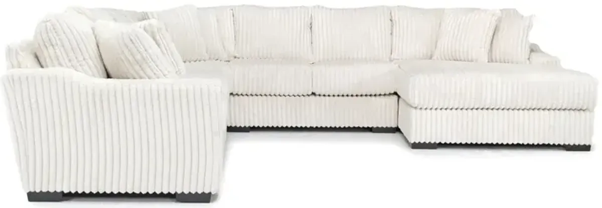 Casper 4 Piece XL Tux Loveseat Chaise Sectional in Pony Cream, Right Facing