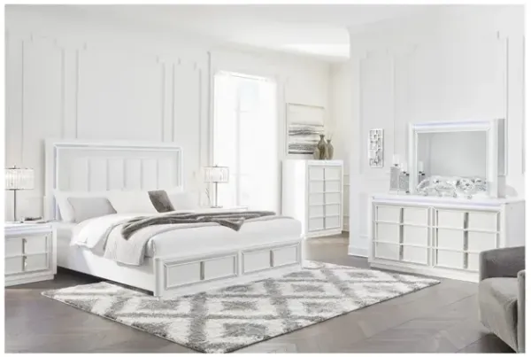 Chalanna Storage Bed, Dresser, Mirror & Nightstand in White, Eastern King