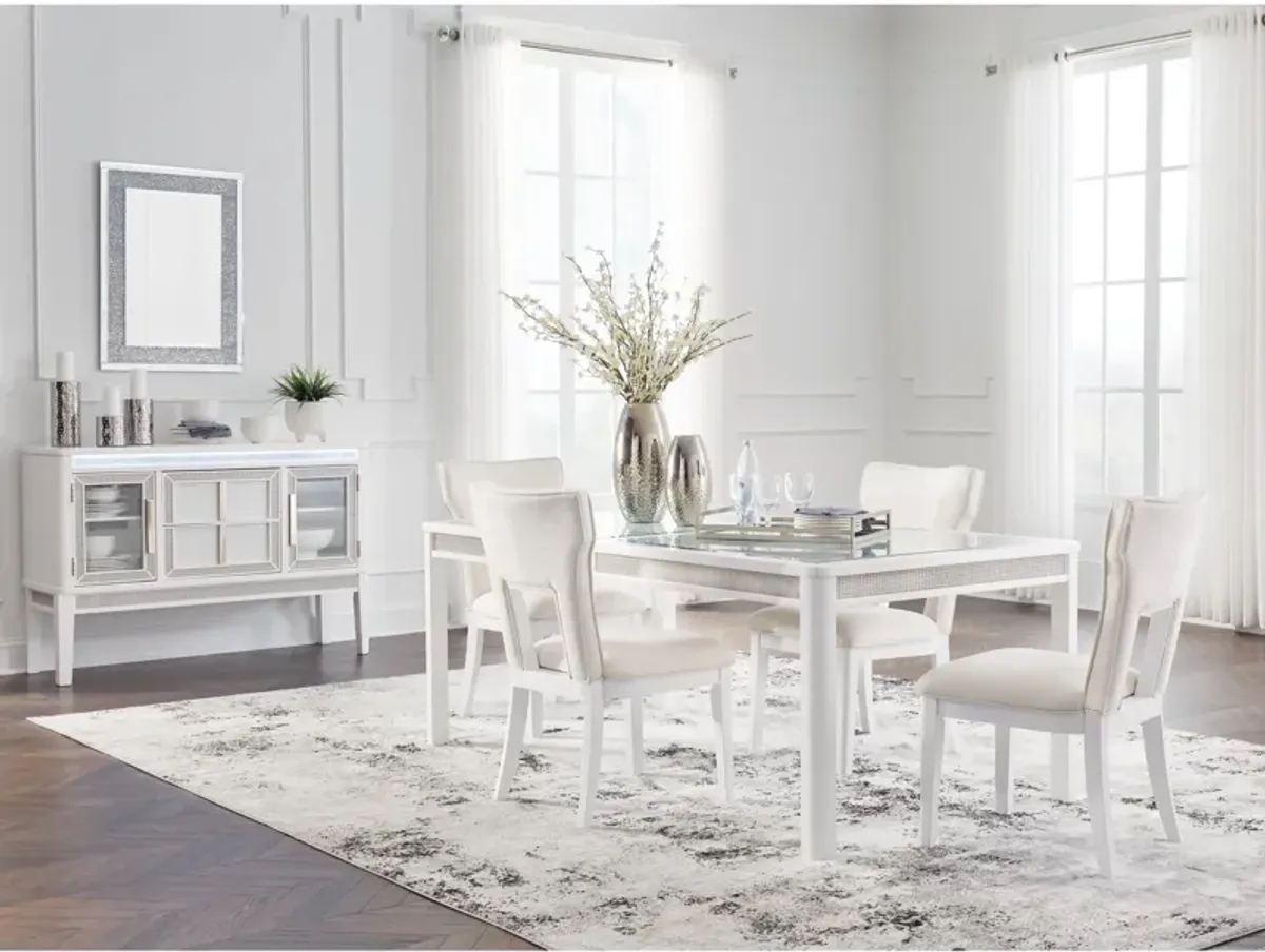 Chalanna Dining Table & 4 Chairs in White