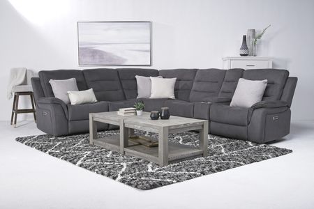 Chanell 6 Piece 2 Power Sectional in New Nappa Gray