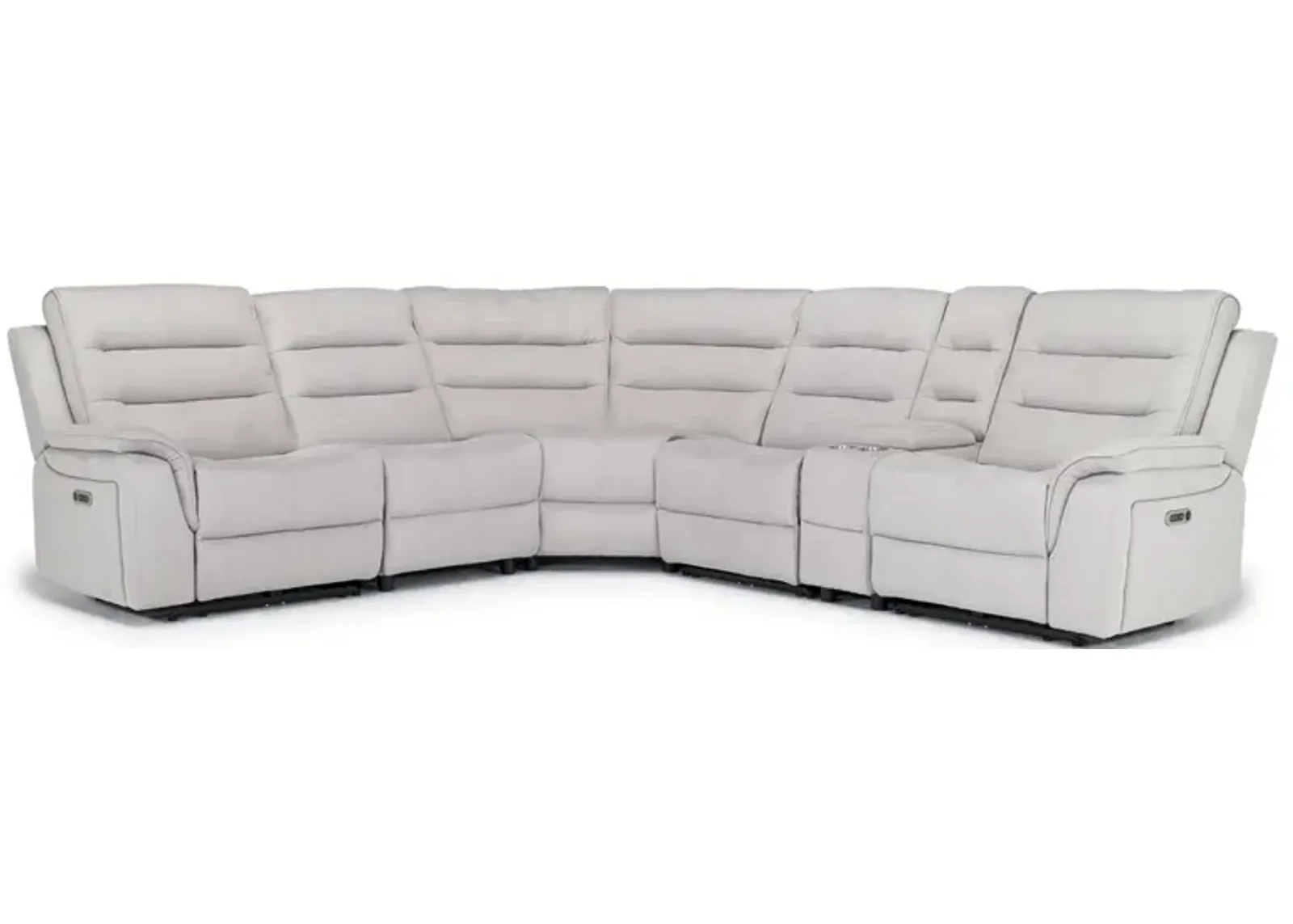 Chanell 6 Piece 2 Power Sectional in New Nappa Light Gray