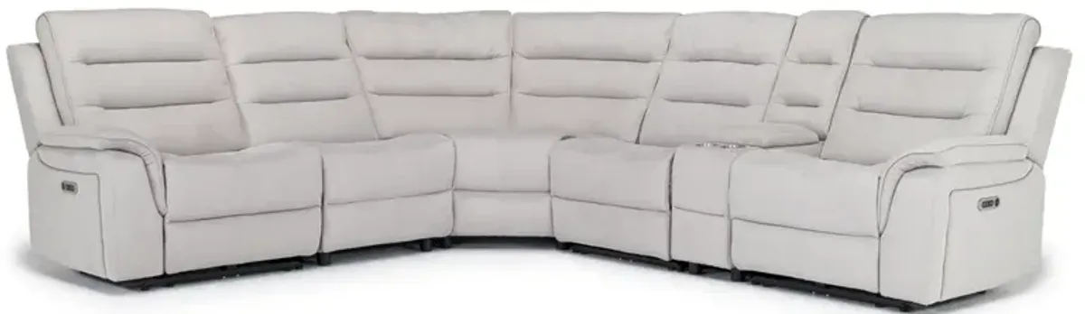 Chanell 6 Piece 2 Power Sectional in New Nappa Light Gray