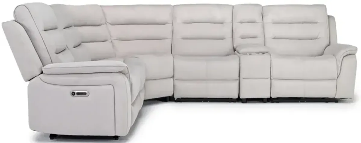 Chanell 6 Piece 2 Power Sectional in New Nappa Light Gray