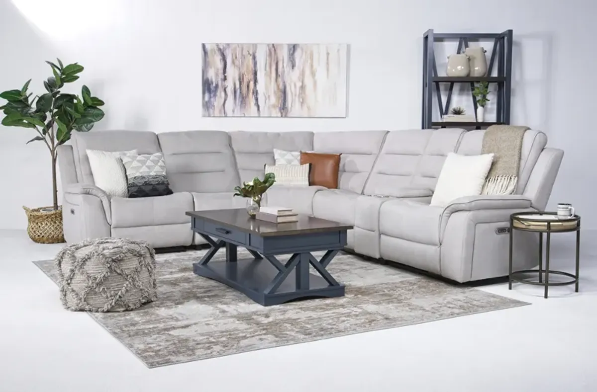 Chanell 6 Piece 2 Power Sectional in New Nappa Light Gray