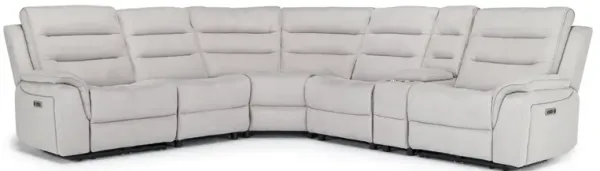 Chanell 6 Piece 2 Power Sectional w/ 2 Power Armless Recliner in New Nappa Light Gray