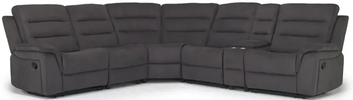 Chanell 6 Piece Reclining Sectional in New Nappa Gray