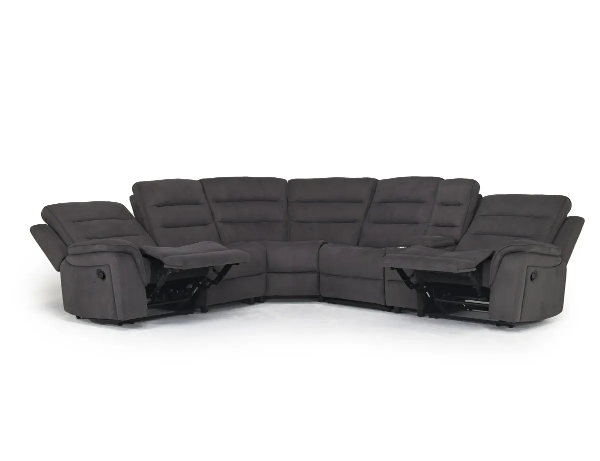 Chanell 6 Piece Reclining Sectional in New Nappa Gray