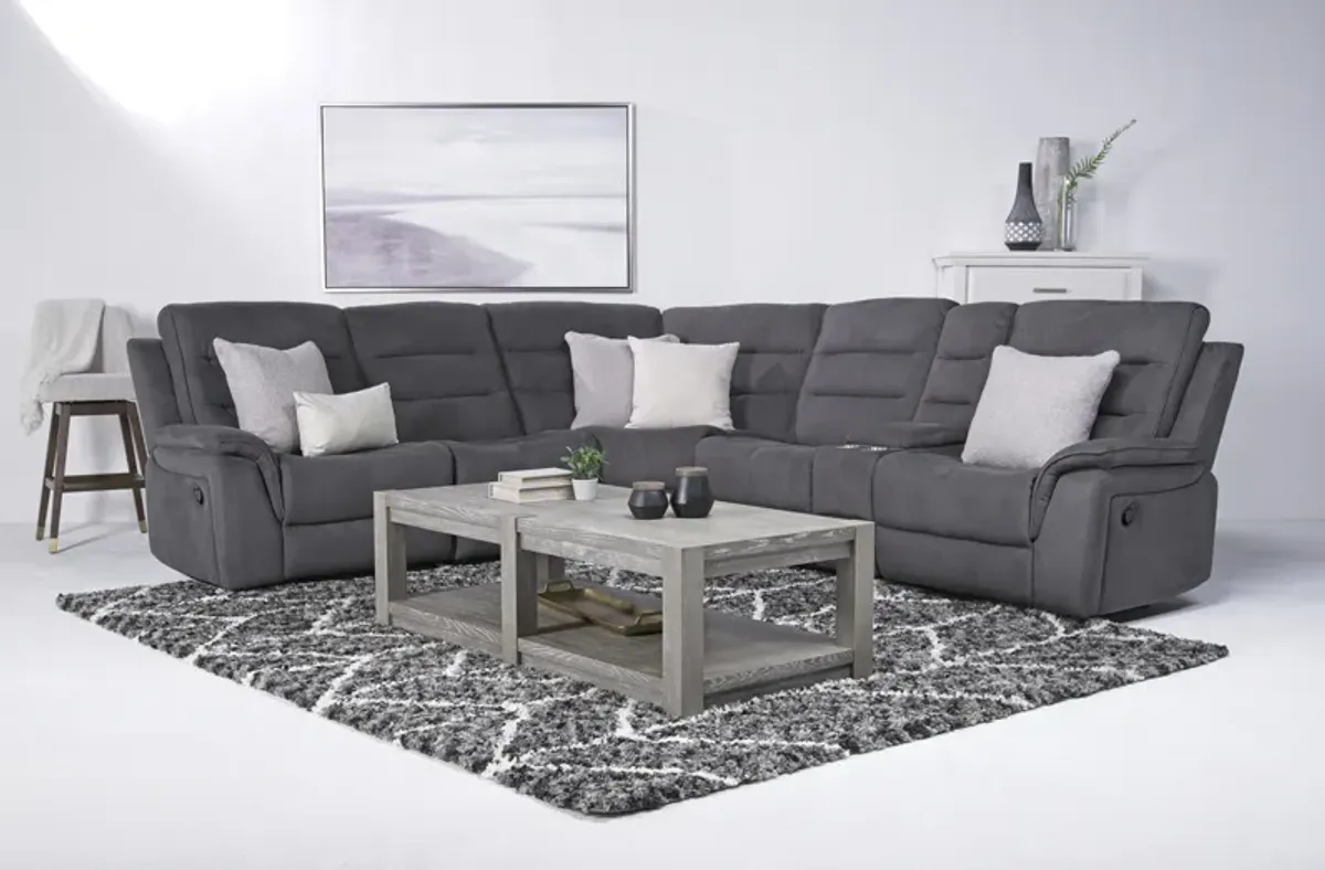 Chanell 6 Piece Reclining Sectional in New Nappa Gray