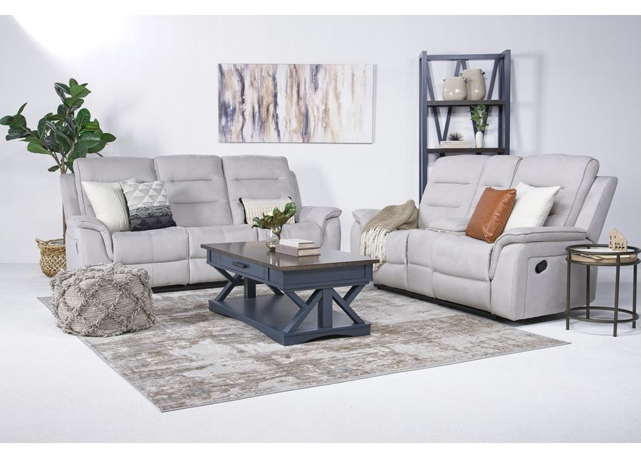 Chanell Reclining Sofa & Console Loveseat in New Nappa Light Gray