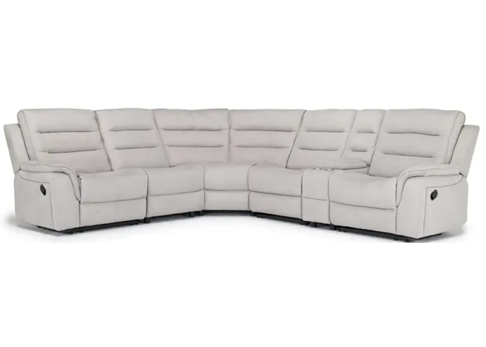 Chanell 6 Piece Reclining Sectional w/ Armless Recliner in New Nappa Light Gray