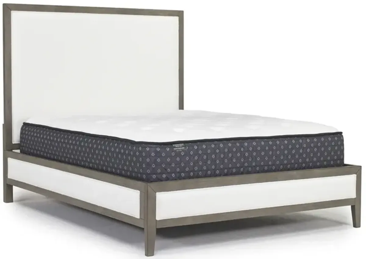 Chloe Upholstered Panel Bed in Gray/White, Queen