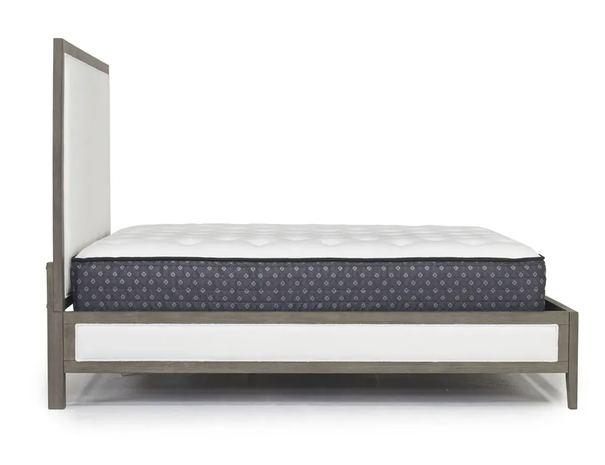 Chloe Upholstered Panel Bed in Gray/White, Queen