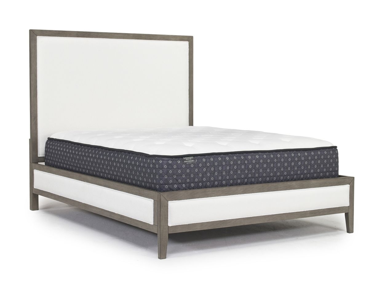 Chloe Upholstered Panel Bed in Gray/White, Queen