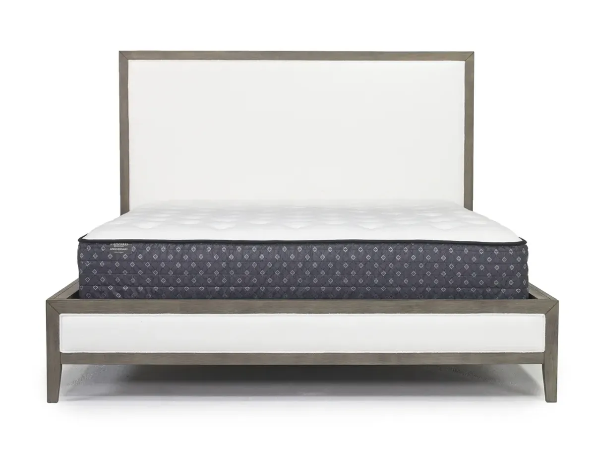 Chloe Upholstered Panel Bed in Gray/White, Eastern King