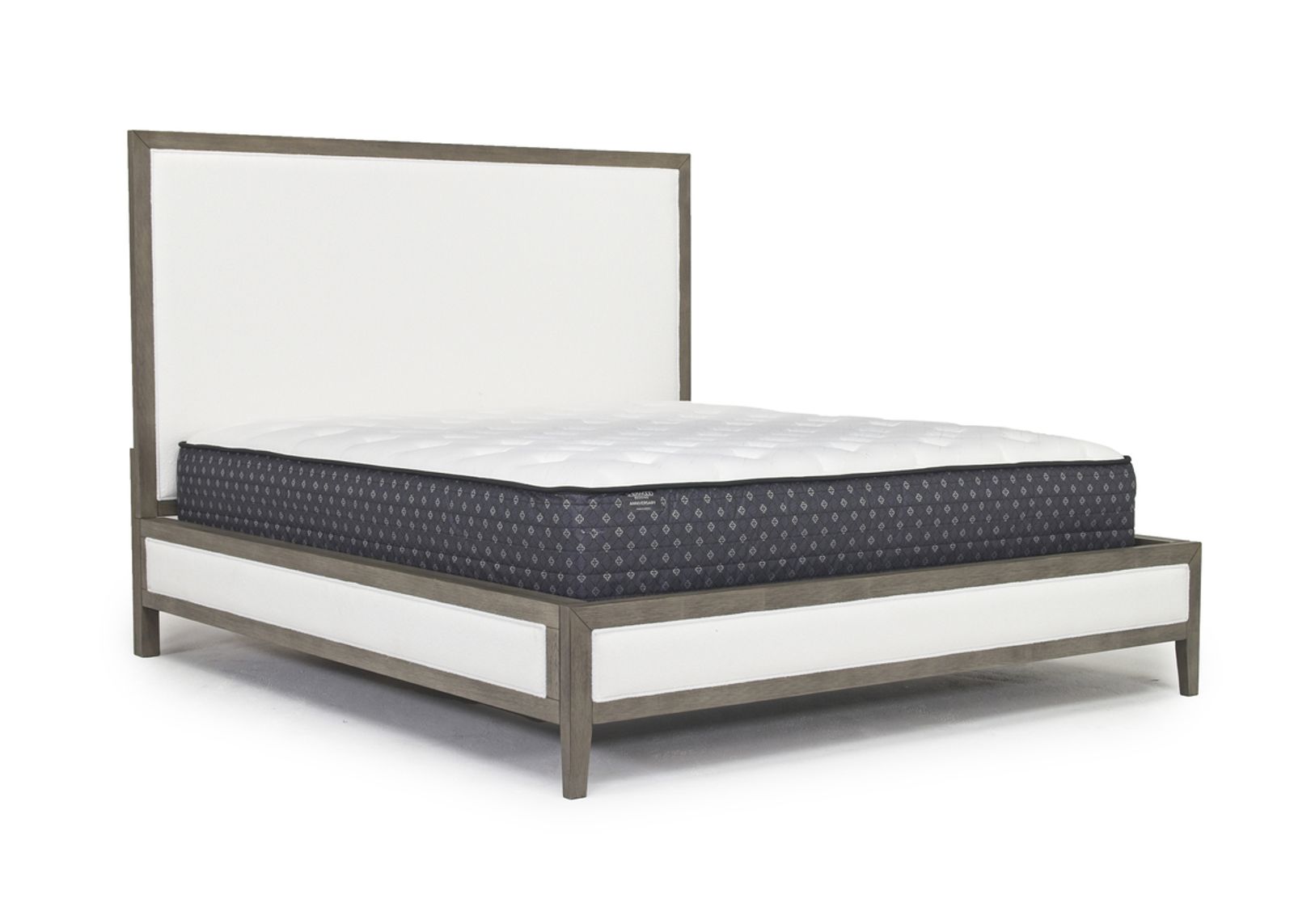 Chloe Upholstered Panel Bed in Gray/White, Eastern King