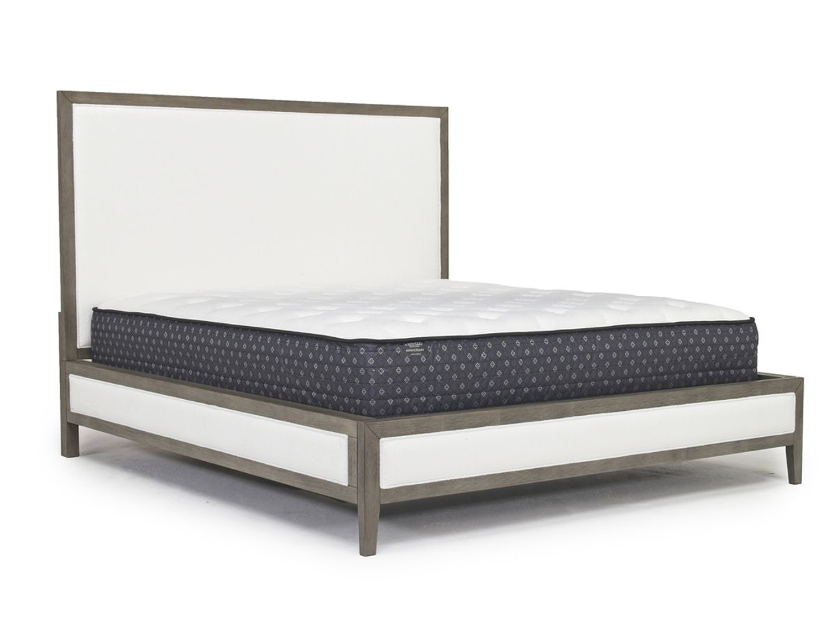 Chloe Upholstered Panel Bed in Gray/White, Eastern King