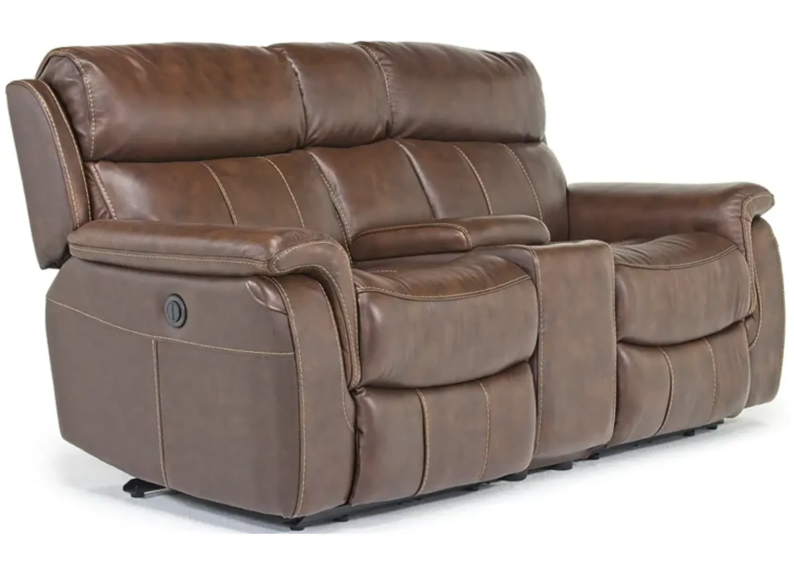 Ranger Power Console Loveseat in Brown Leather