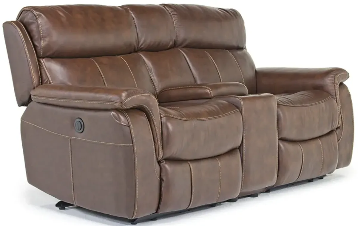 Ranger Power Console Loveseat in Brown Leather