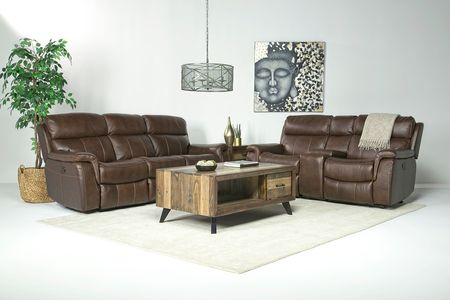 Ranger Power Sofa & Console Loveseat in Brown Leather