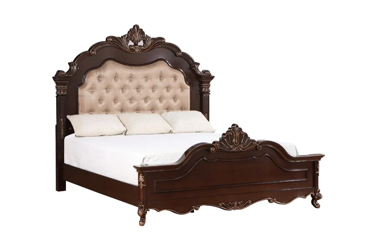 Constantine Upholstered Bed in Cherry, Eastern King