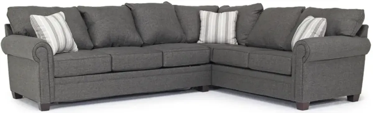 Cordoba Tux Queen Sleeper Sectional w/ Mattress in Splash Charcoal, Left Facing