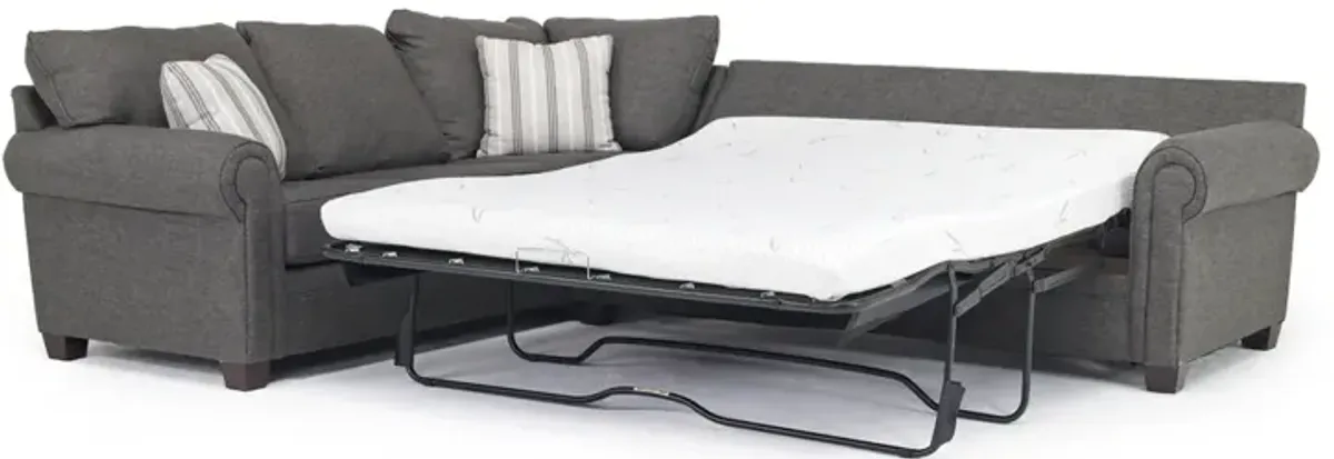 Cordoba Tux Queen Sleeper Sectional w/ Mattress in Splash Charcoal, Right Facing