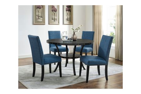 Crispin Round Dining Table & 4 Chairs in Marine Blue