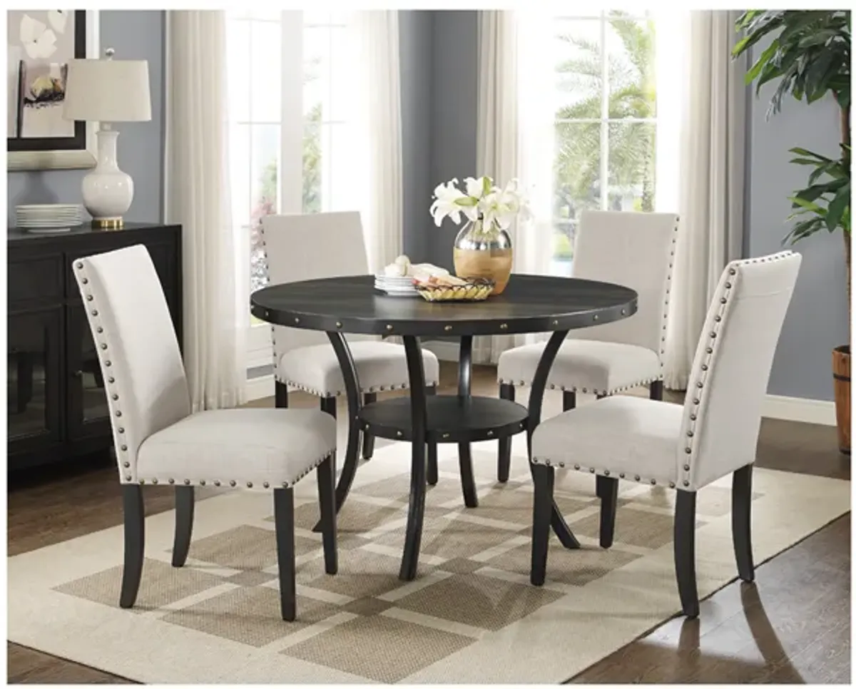 Crispin Round Dining Table & 4 Chairs in Natural Beige