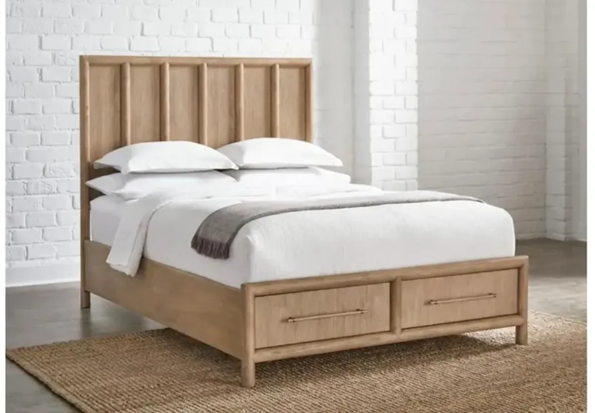 Dorsey Panel Bed w/ Storage in Granola, Queen