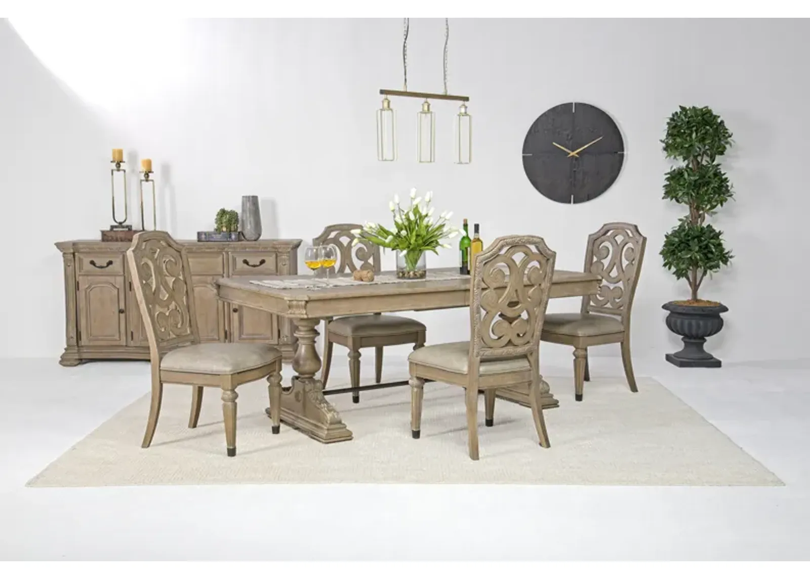 Durango Dining Table & 4 Side Chairs in Fawn